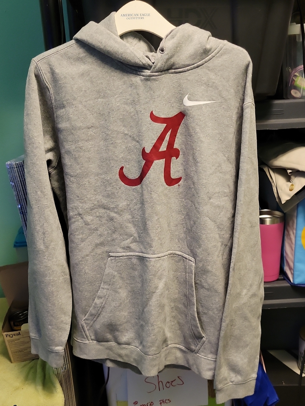 Nike Gray Crewneck Hoodie with Crimson 'A' Logo